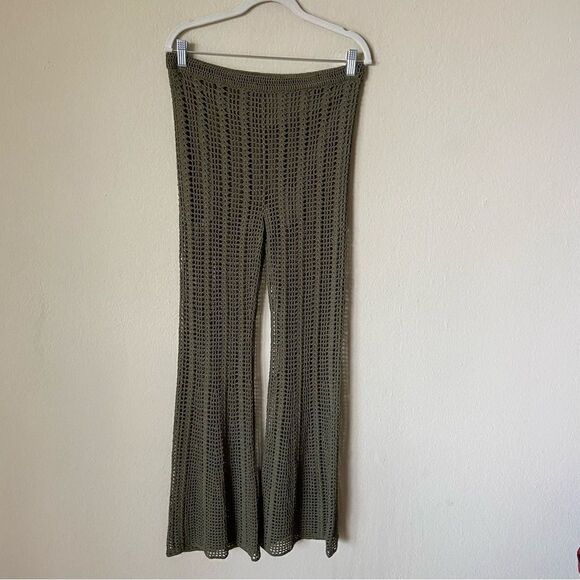 Dion Lee Green Pants Trousers Knit Pinnacle Open Crochet Moss Flared Size 8 - Picture 12 of 14